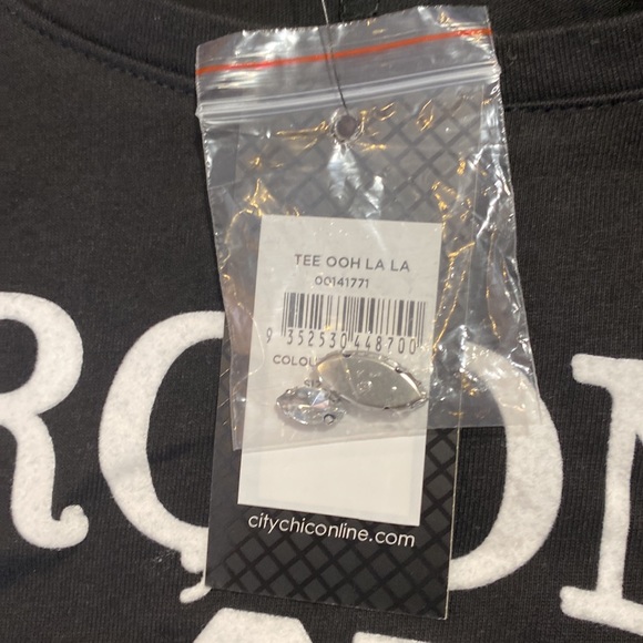 City Chic black t shirt plus size Tee ooh la la size large 20 NWT - Picture 5 of 5